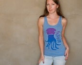 Sad Seven-Armed Octopus Tank Top - hand printed, silk screened tank