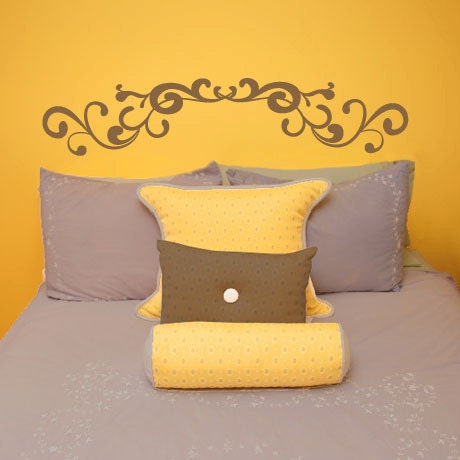 Queen Floral Flourish Headboard Wall Decal