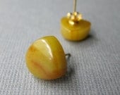 Tiny Vintage Bakelite Post Earrings (Light Chartreuse)