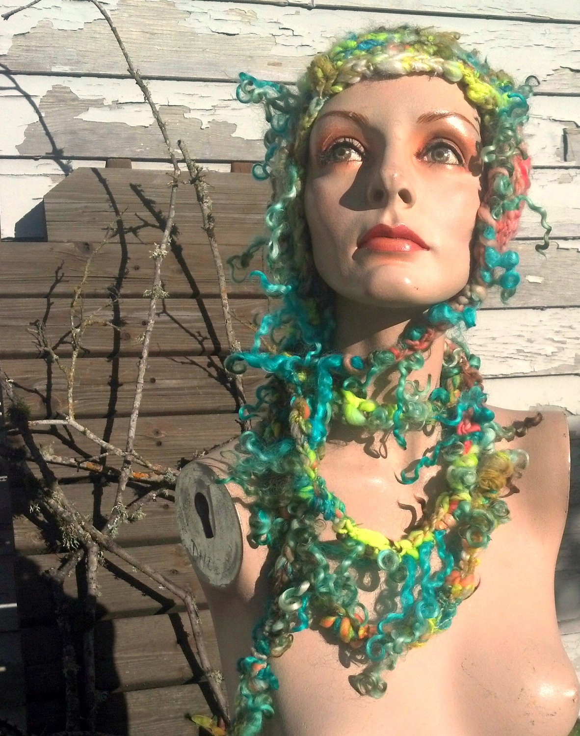 The Bees Love Me- freeform crochet hat OOAK