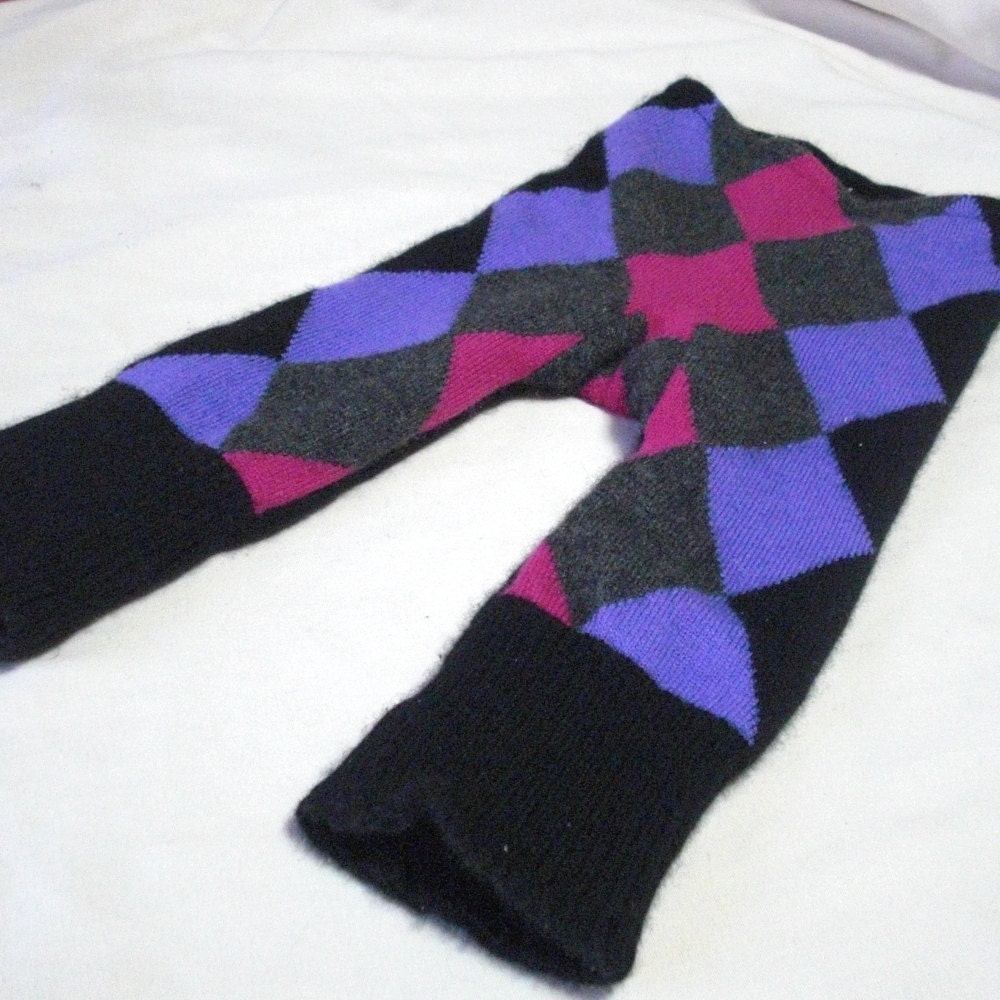Cashmere Longies, fully lined, argyle, size S (6 months)