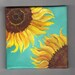 Original Sunflowers on Turquoise Painting on Canvas