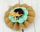 Vintage Button Pleated Medallion Brooch