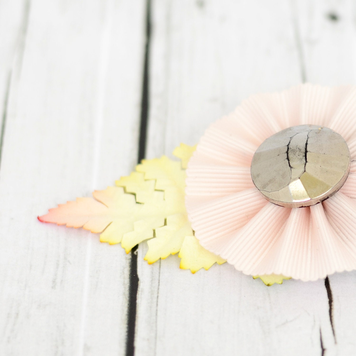 Vintage Button Pleated Medallion Brooch