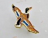 Vintage Cloisonne Flying Duck Pin Brooch