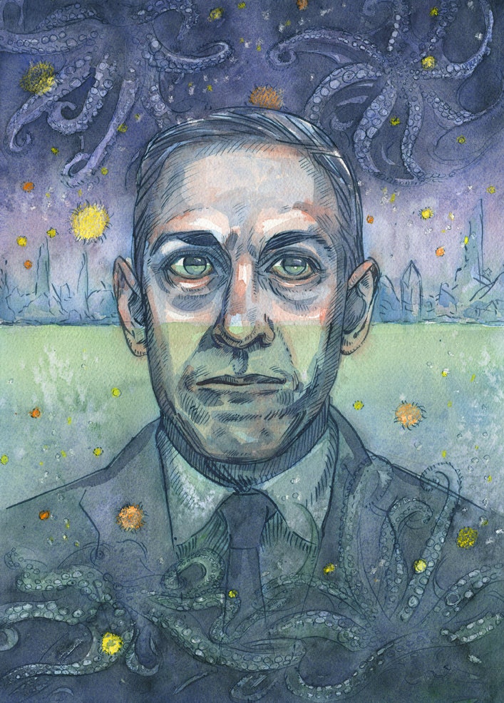 H.P. Lovecraft portrait print- large