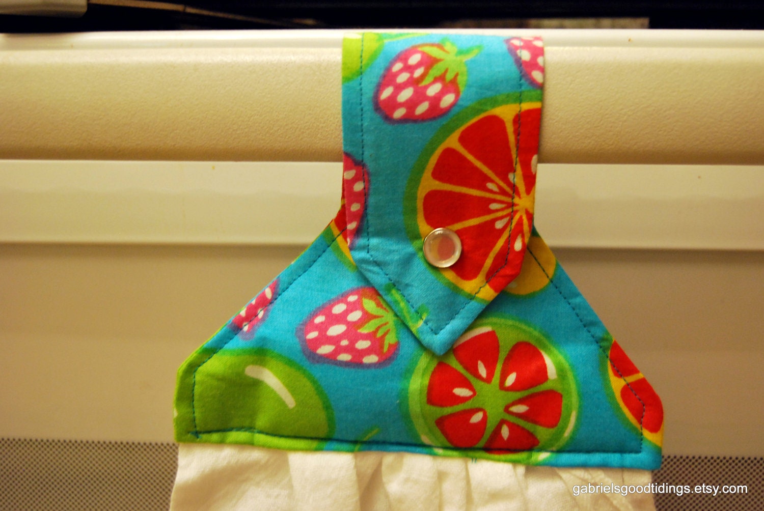 Snap-On Hanging Dishtowel made with soft Flour Sack