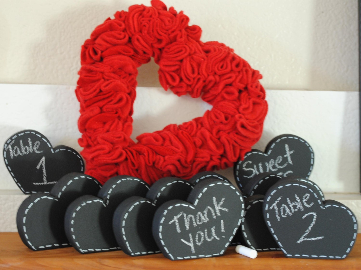 SET of 10 Wedding Chalkboard Heart Table Number Set -- Decoration -- Rustic -- Shabby Chic
