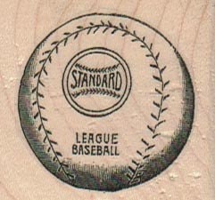 Baseball 1 3/4 x 1 1/2  wood mounted rubber stamp     15295  sports toys
