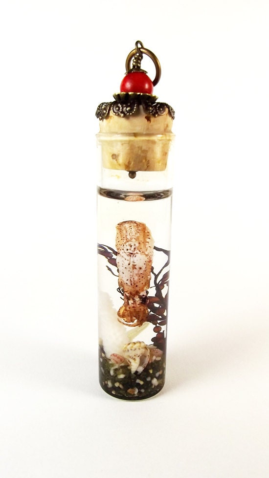 Tiny Squid Pendant OOAK