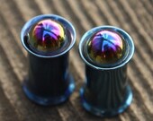 2ga 6mm double flared rustic rainbow plugs