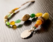 Long Pirate Hair Jewels in Green and Yellow