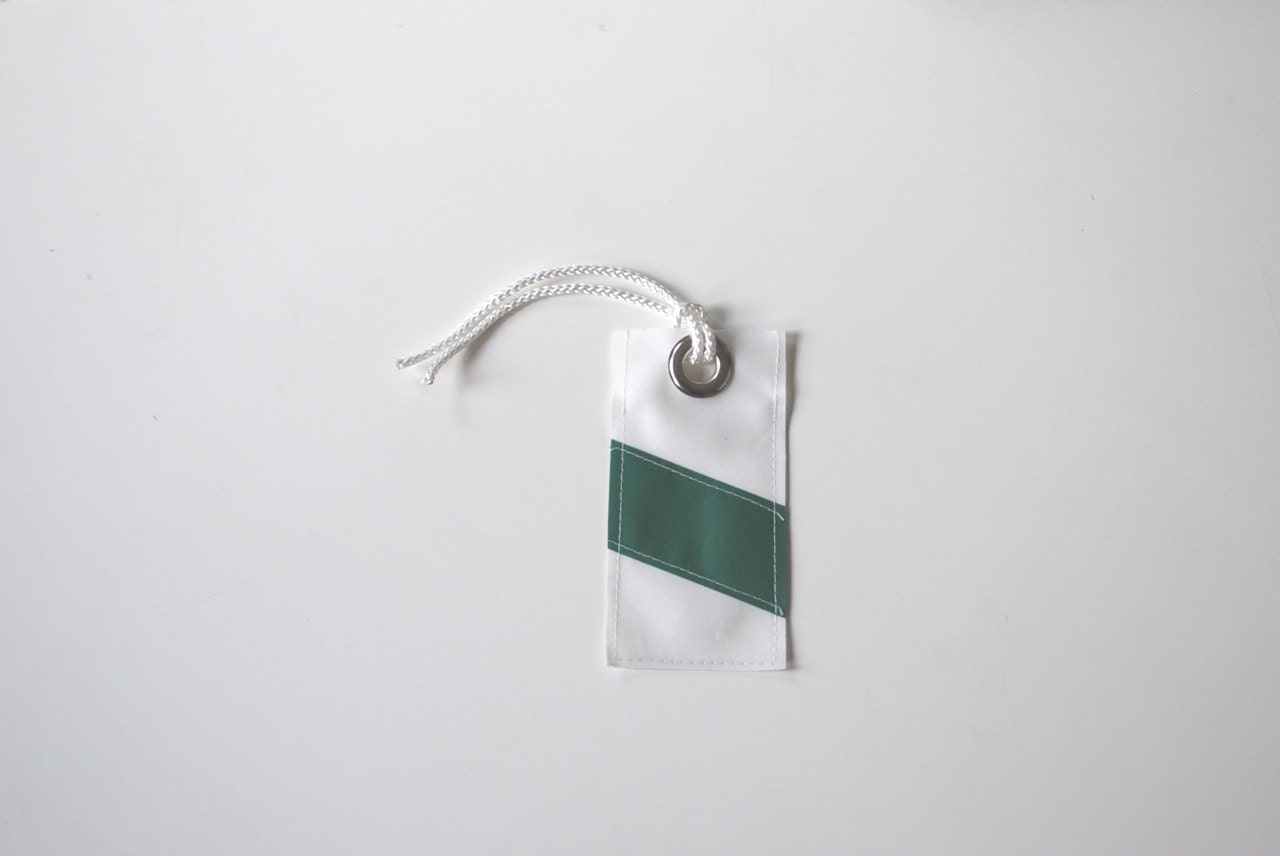 Recycled Sail Luggage Tag - Green Stripe