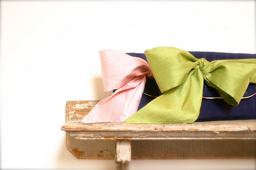 nautical navy wedding clutch purse, yellow blue green bridesmaid gift, bridal clutch, bow in 24 colors