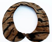 Tiger Print and Black Plumb Velveteen Collar with Beading and Vintage Buttons