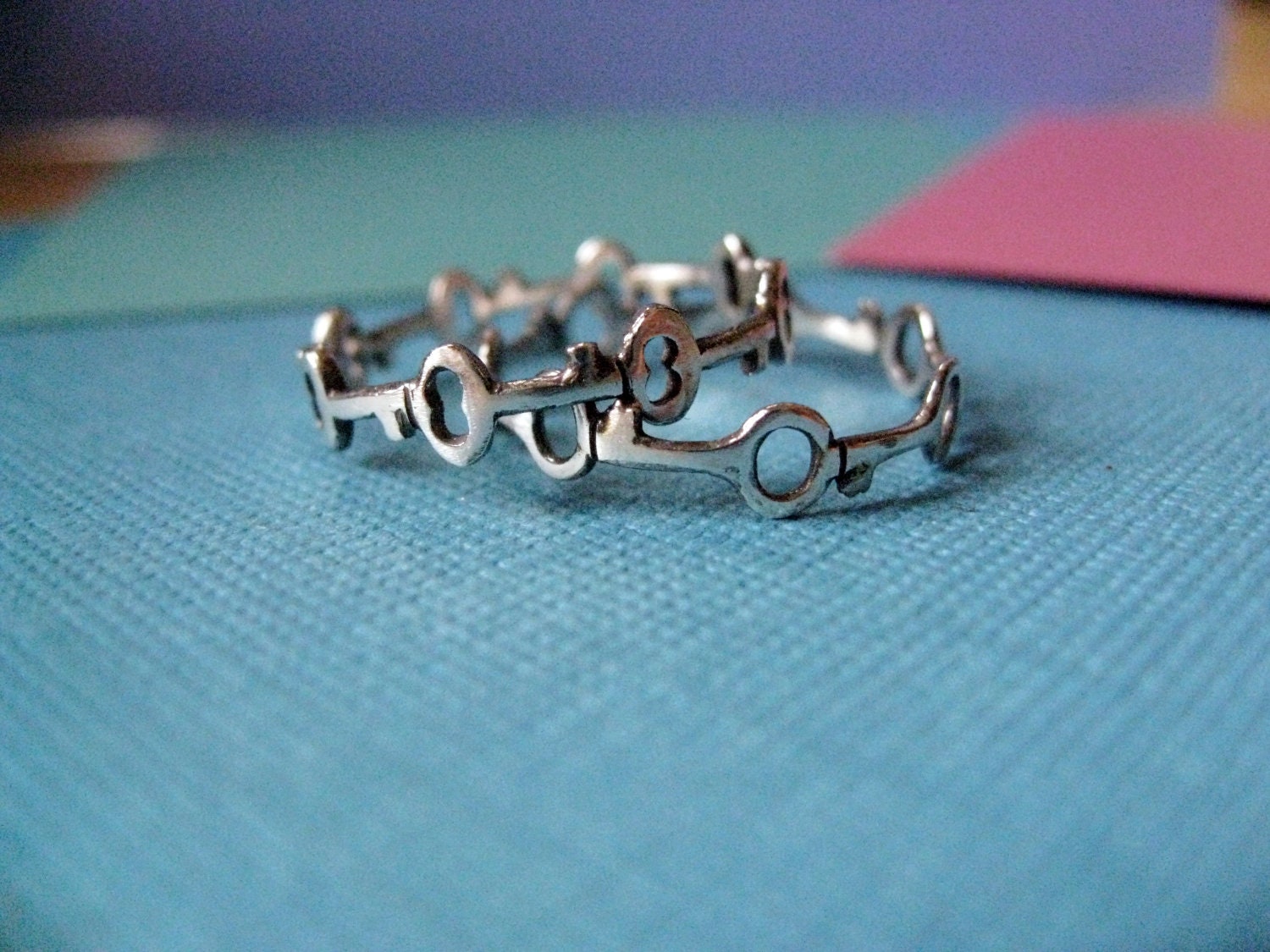 Two Tiny Key Circlet Rings Sterling Silver Stacking Rings