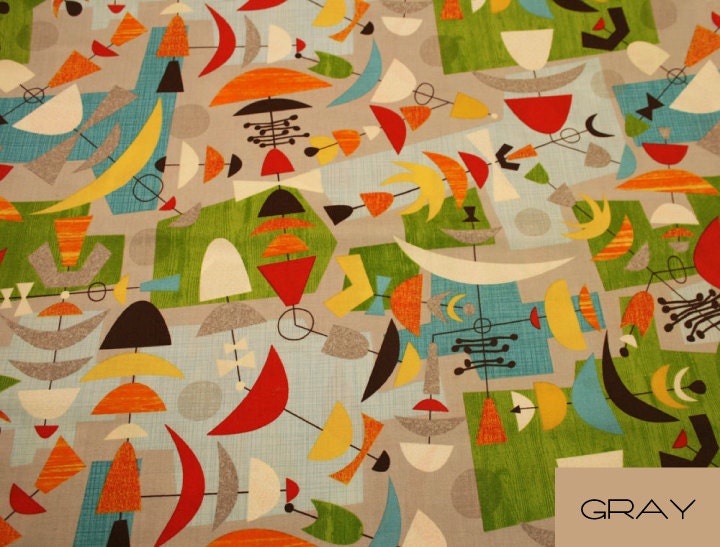 Mod-Century atomic mobile fabric - one variations - FREE US SHIPPING