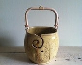 Yarn Bowl, Knitting bowl with handle, Handmade ceramic pottery