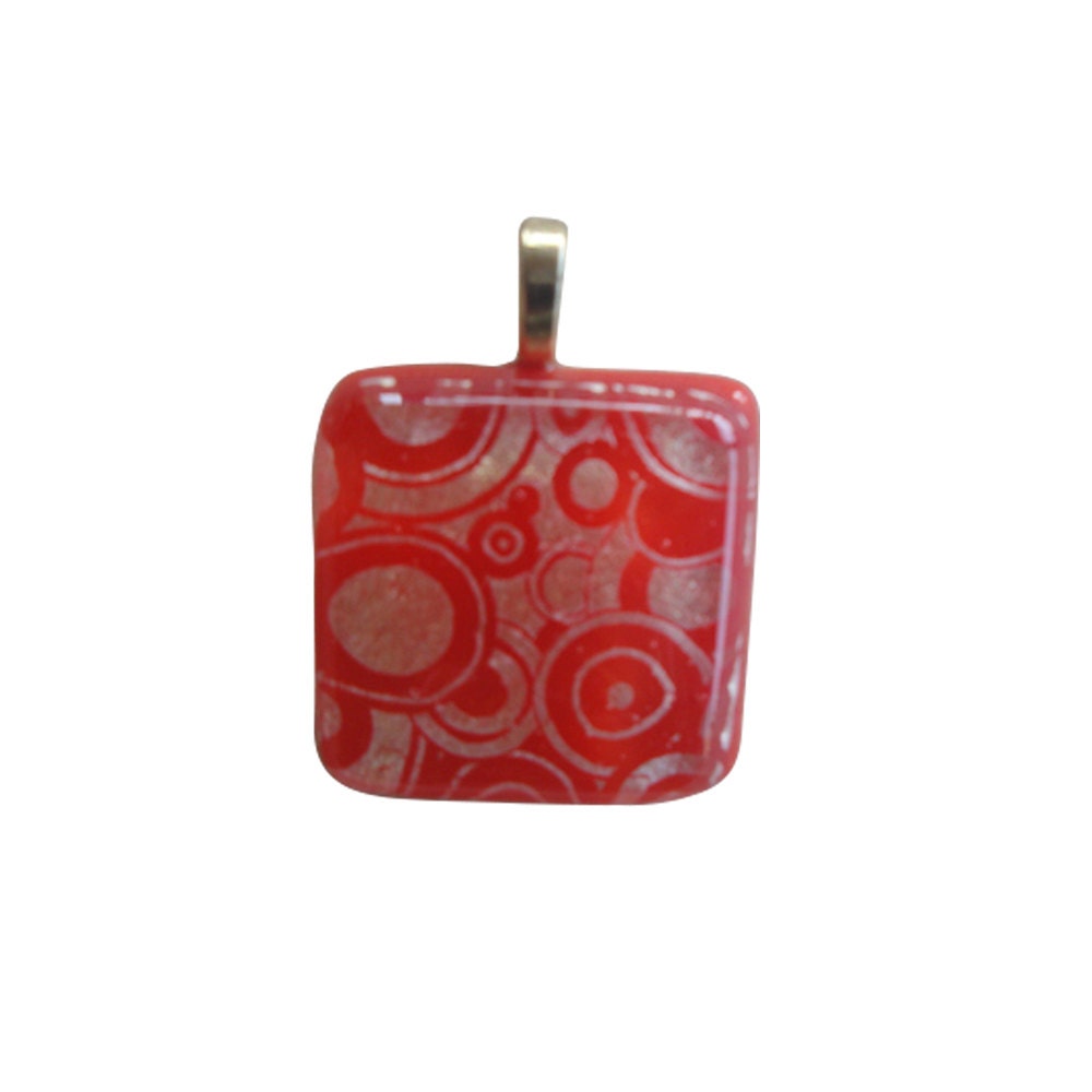 Orange Circles, Dichroic Pendant, Necklace, Dichroic Glass, Fused Glass Pendant, Dichroic Glass Jewelry, Fused Glass Jewelry, Orange, Gold