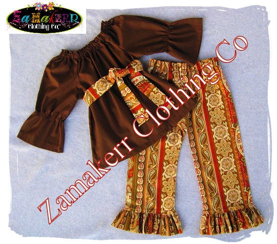 Girl Fall Peasant Top Pant Outfit Set - Baby Girl Toddler Infant Fall Clothes 3 6 9 12 18 24 month size 2T 2 3T 3 4T 4 5T 5 6 7 8