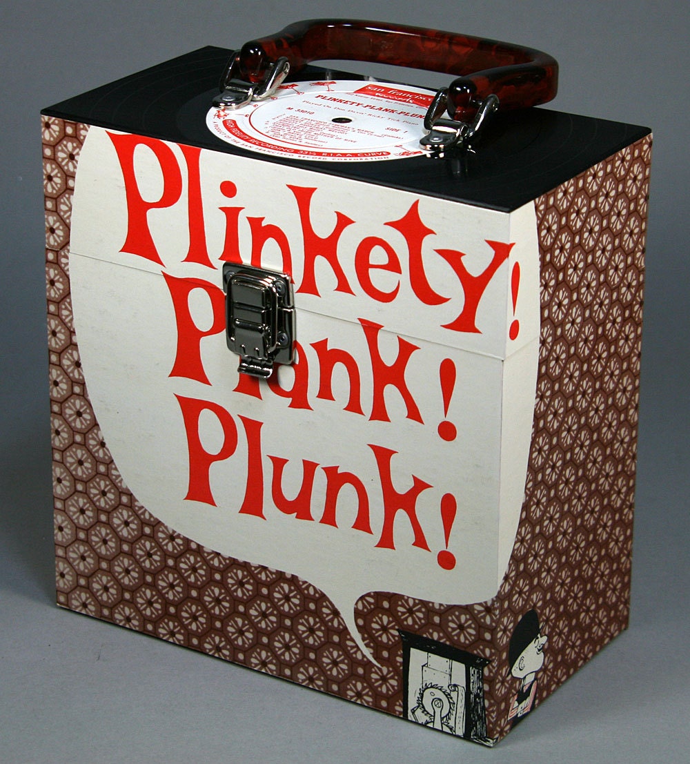 Vinyl 45 7-inch Record Case - Handmade from Recycled Records - Plinkety Plank Plunk
