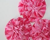 Satin Flower Puff Pinwheels in Bright Cherry Blossom Pink  x 3