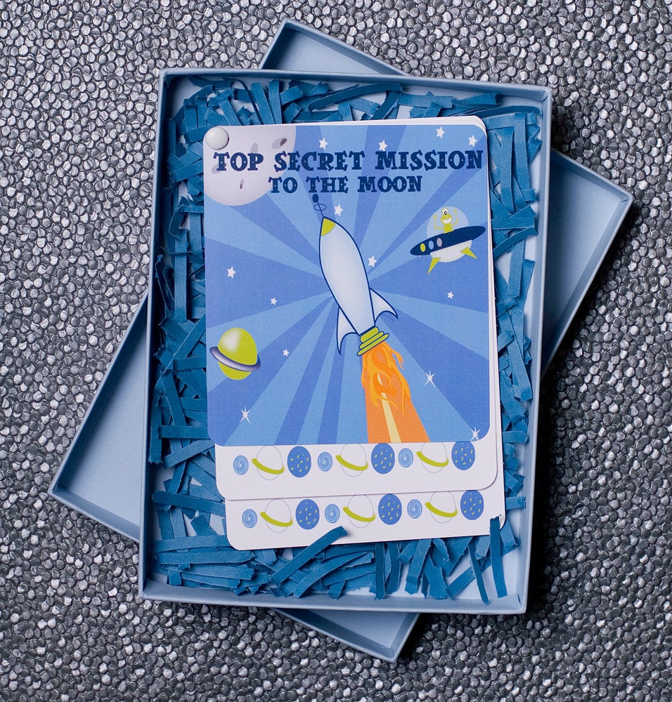 Rocket Ship  Boxed Invitation