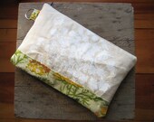 Canvas Clutch Hand Printed Screenprint Vintage Reclaimed Fabric Queen Annes Lace