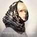 Felted Snood Hood Scarf made from Silk and Wool Black White Grey Brown Rust wrinkled accordion