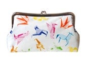 Clutch purse with origami animals