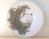 hand painted plate - original cat illustration