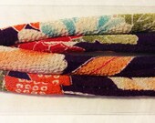 Japanese Inazuma chirimen cord in plum red and orange 815B