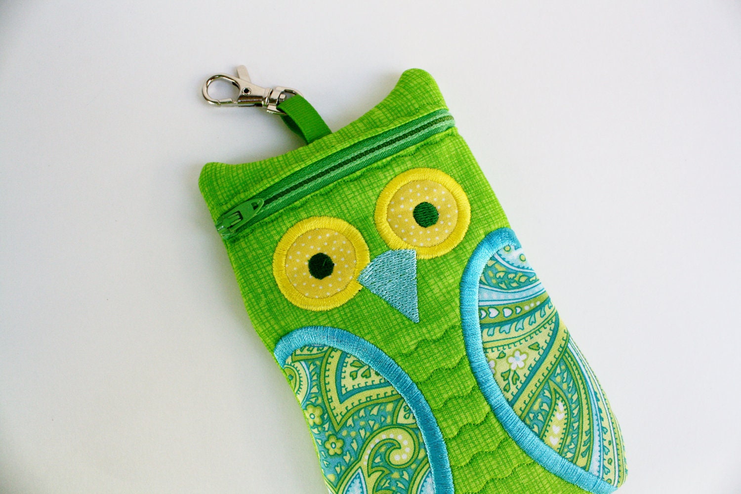 Lime Paisley Quilted Fabric Padded Owl Gadget Case iPhone 5 case