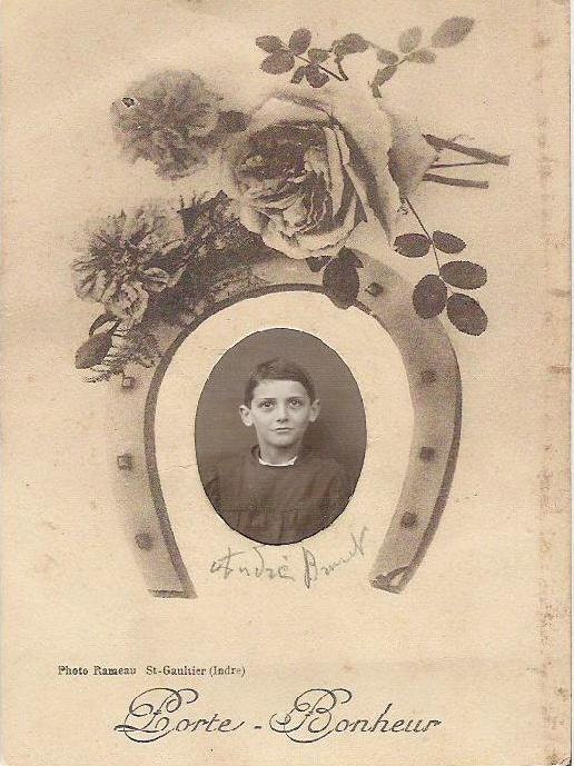 Vintage 1920 postcard with real photography in the oval shape /porte bonheur