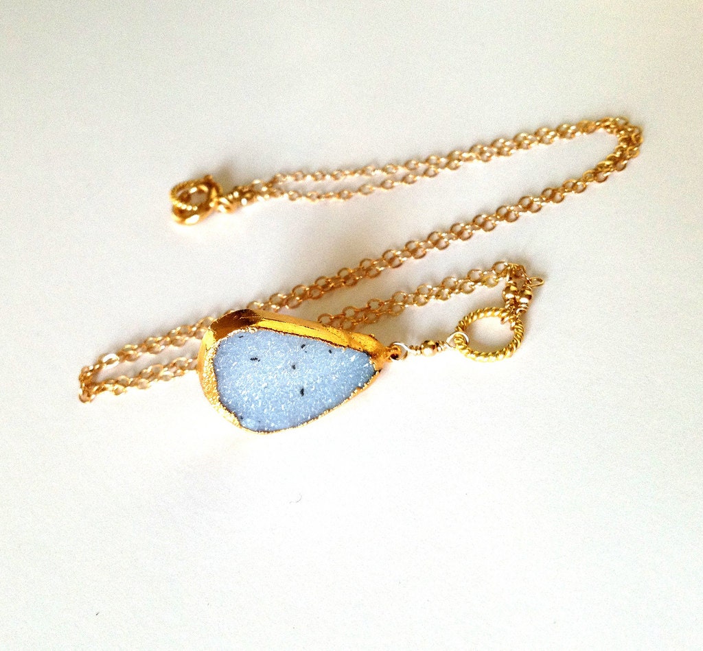 Druzy quartz 14k gold fill necklace