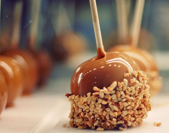 Food Photography, Caramel Apples, 8x10 Print, Kitchen Decor, Carnival Food, Butterscotch Brown Color