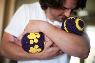 Lsu Football Hat and diaper cover set , crochet baby hat , diaper cover Size newborn 0 3  6 12 months MADE TO ORDER