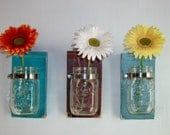 Three Amazing Shabby Colorful Chic  Flower Holder Jars