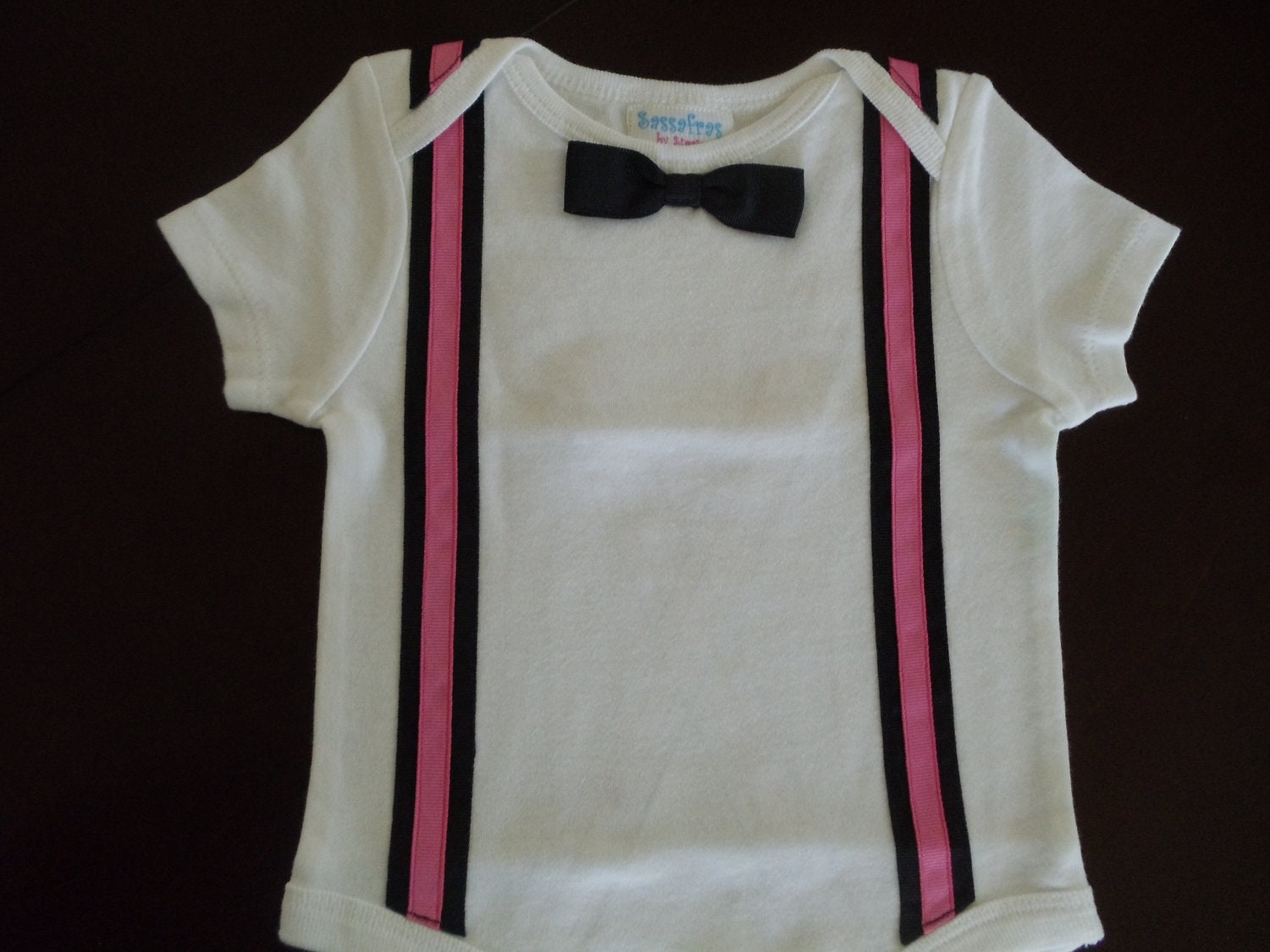 Two-Toned Striped Suspenders w/ Bow Tie Onesie for Boys-- For Special Event, Birthday, Wedding, Holidays--More Color Options Available