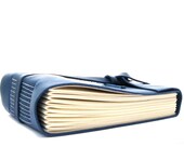 Chunky Royal Blue Leather Panoramic Sketchbook in Blue and Cream