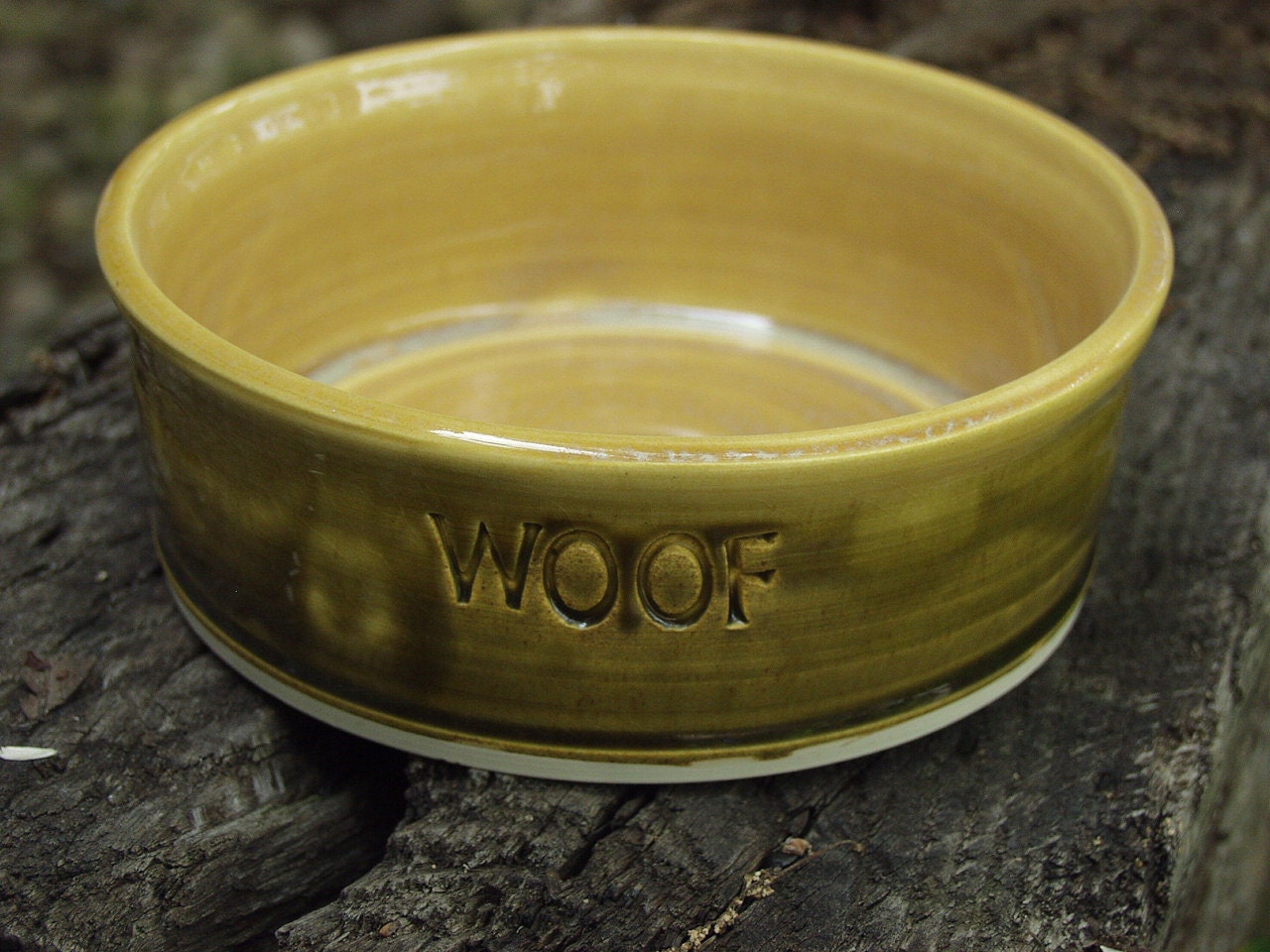 WOOF Ready to Ship Pottery Dog Bowls Feeding Water Dish Bowl Medium