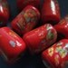 Vintage Glass Beads (2) Handmade Large Hole Millefiori Japanese Red Beads