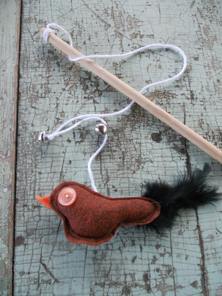 Birdie Stick, cat toy, handmade
