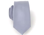 Skinny Necktie - Grey Silk Mens Tie