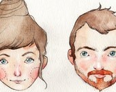 Personalized Mini Watercolor Portrait / Original Art