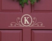 Vinyl Decal Monogram Letter with Scrolls Front Door Decor, mailbox Decals and personalized gifts