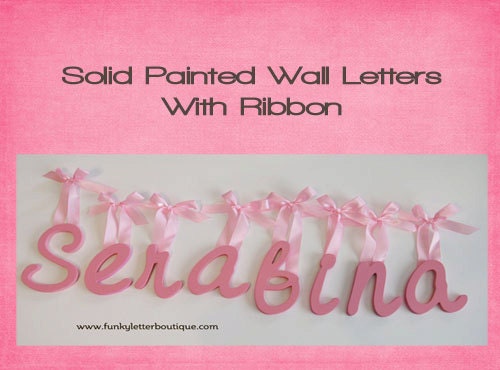 Custom Hand Painted Letters Home Decor Children's Room Personalized Name Wooden Lettering With Ribbon