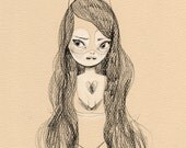 Bat Girl Wild Hair - A4 Print