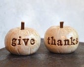 Thanksgiving ... give thanks ... handmade polymer clay pumpkins ... Word Pumpkins - SkyeArt