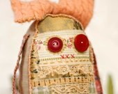 RESERVED FOR DANII Charlotte   an imaginary friend  in peach tones softie vintage fabric keepsake